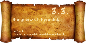 Benyovszki Benedek névjegykártya